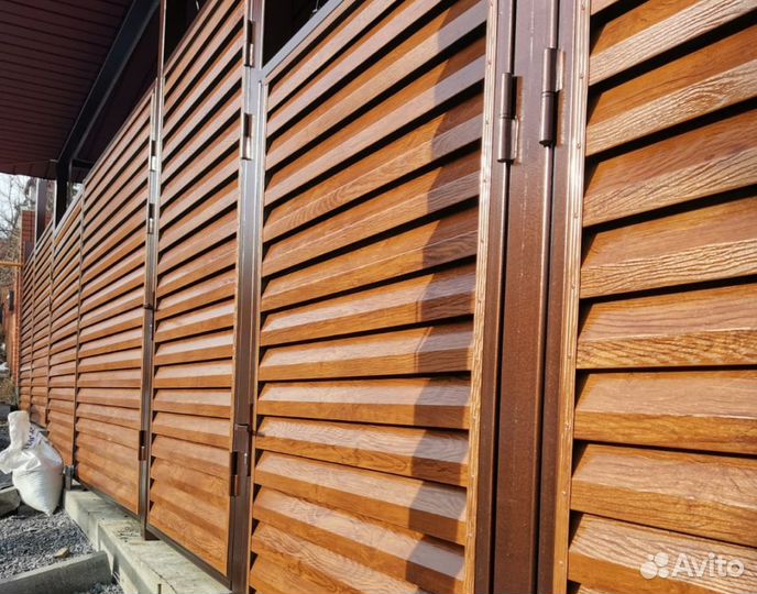 Жалюзийный забор (жалюзи Твист), под дерево