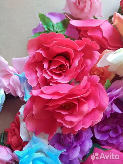 Искусственные цветы для творчества розы и др 66 шт