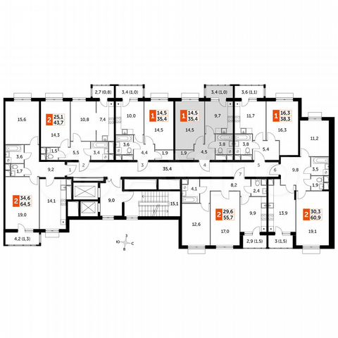 1-к. квартира, 35,4 м², 2/16 эт.