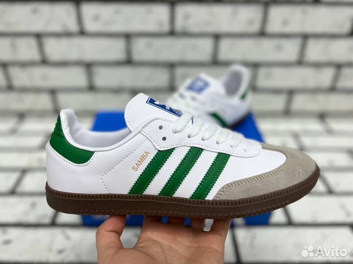 Кроссовки Adidas Samba White Green (36-45)