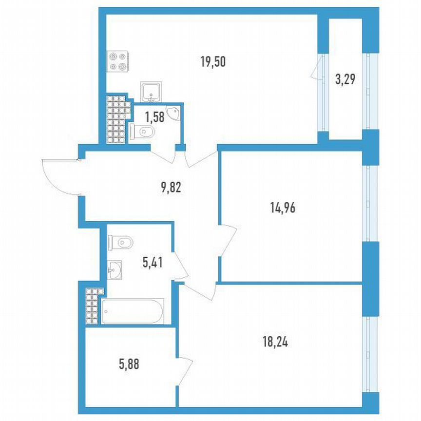 2-к. квартира, 77 м², 16/23 эт.