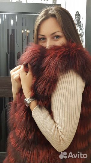 Жилетка чернобурка/жилетка натуральный мех/новая