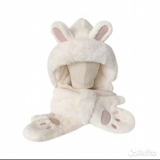 Плюшевая шапка шарф