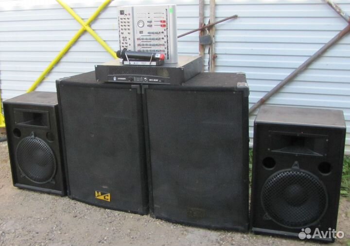 Колонки FA MC 2000W 4шт Усилитель Микшер Микрофон