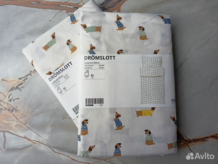 Постельное белье drömslott IKEA 110х125 /35х55