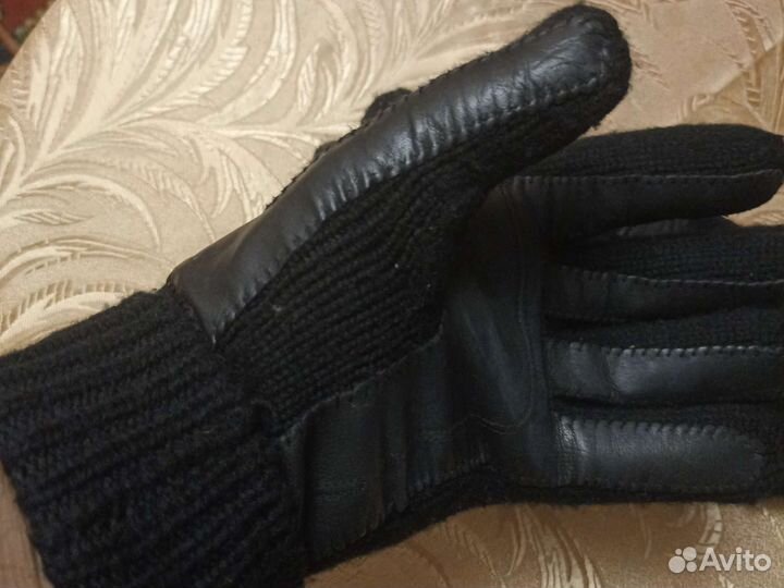 Мужские кожаные перчатки зимние