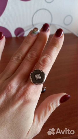 Серебряное кольцо с чёрной эмалью
