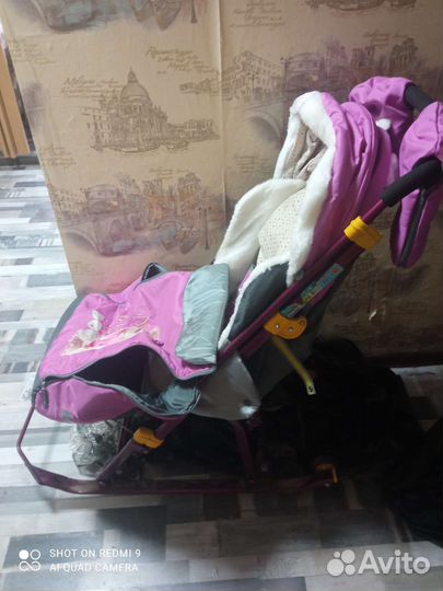 Санки коляска с колесами