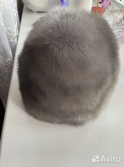 Шапка голубая норка