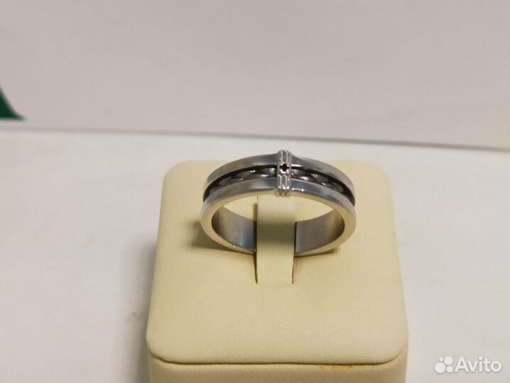 Серебряное кольцо с чёрным бриллиантом р-р 22