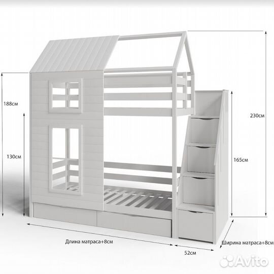 Детская кровать с ящиками домик