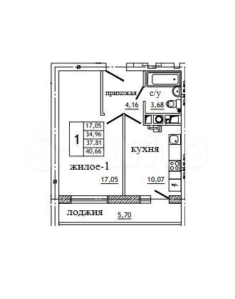 1-к. квартира, 40,7 м², 9/10 эт.