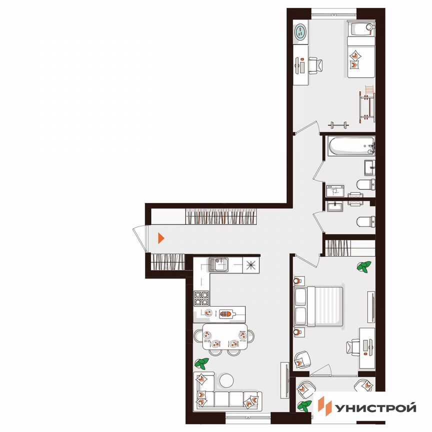 2-к. квартира, 66,7 м², 1/5 эт.
