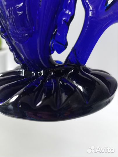 Ваза для цветов синее стекло СССР
