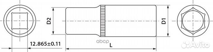 Головка торцевая глубокая 1/2