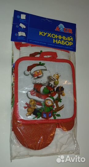 Новогодний кухонный набор (прихватка, рукавица, по