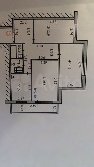 3-к. квартира, 72,8 м², 6/10 эт.