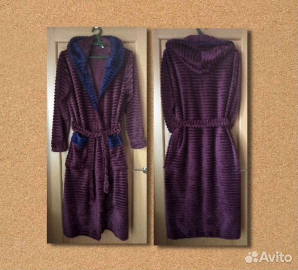 Мужской халат с капюшоном р.50-52