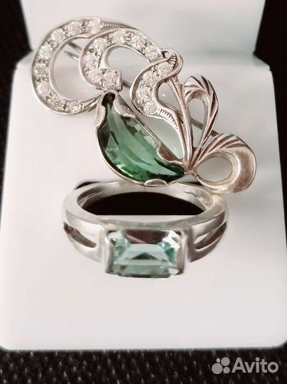Кольцо, серебро 925, празиолит