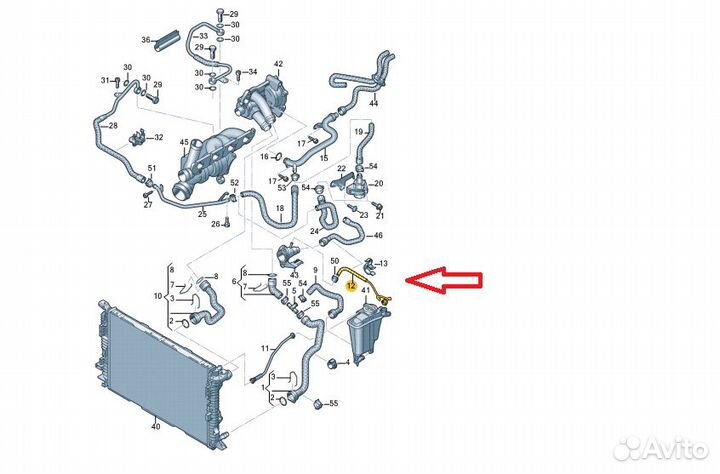 Трубка системы охлаждения Audi Q5 2009-2012 2.0