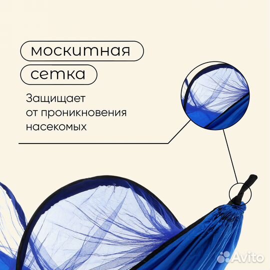 Гамак с москитной сеткой 260х140 см,голубой