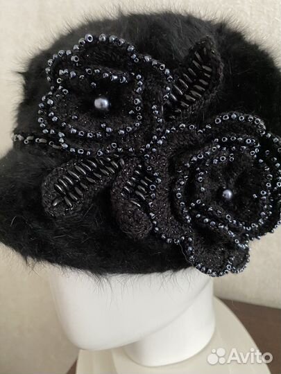 Кепка-шапка женская. Пушистая ангора. Утепленная