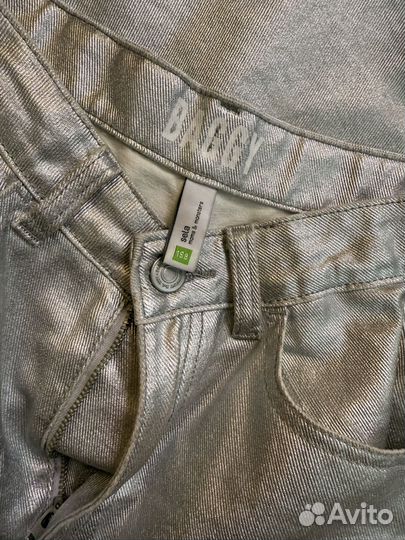 Джинсы sela серебряные 158