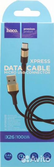 Кабель micro USB hoco X26, 2A, Черный, 1 м