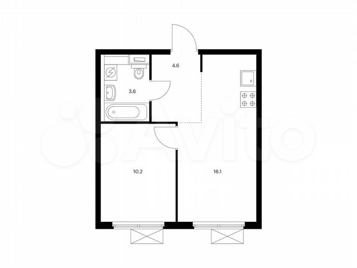 1-к. квартира, 34,5 м², 9/9 эт.