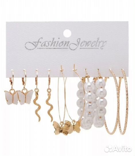 Серьги с искуственным жемчугом 5 пар