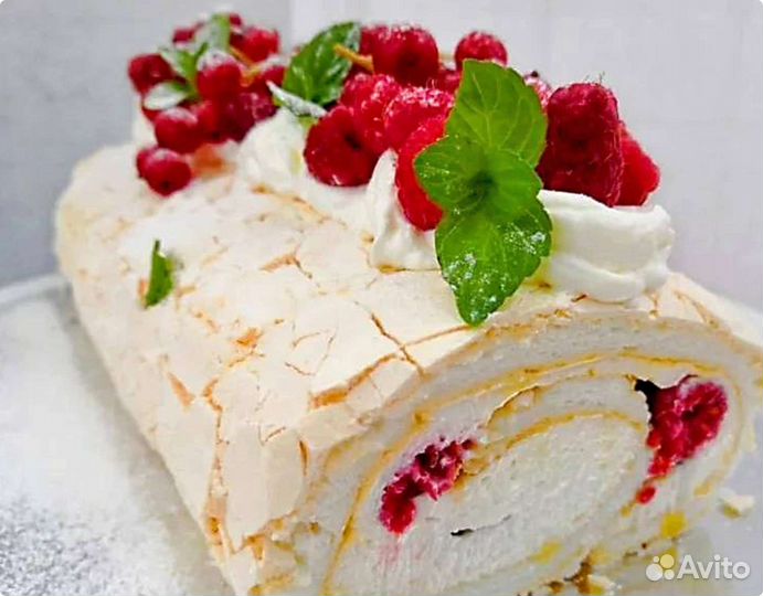 Меренговый рулет.Сладкий подарок