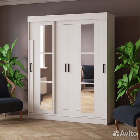 Шкаф-купе 1,7 Твист Белый, Юкон, Крафт Золотой