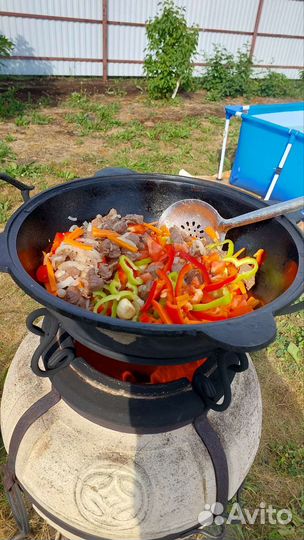 Казан 12л узбекский чугунный с крышкой