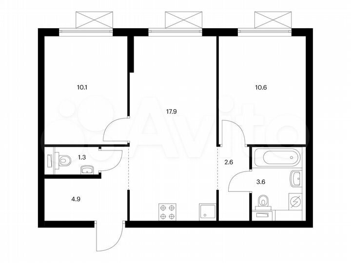 2-к. квартира, 51 м², 17/25 эт.