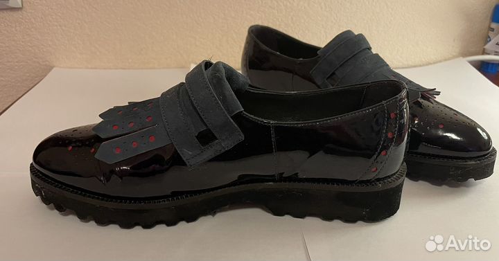 Туфли женские мокасины синие натуральная кожа