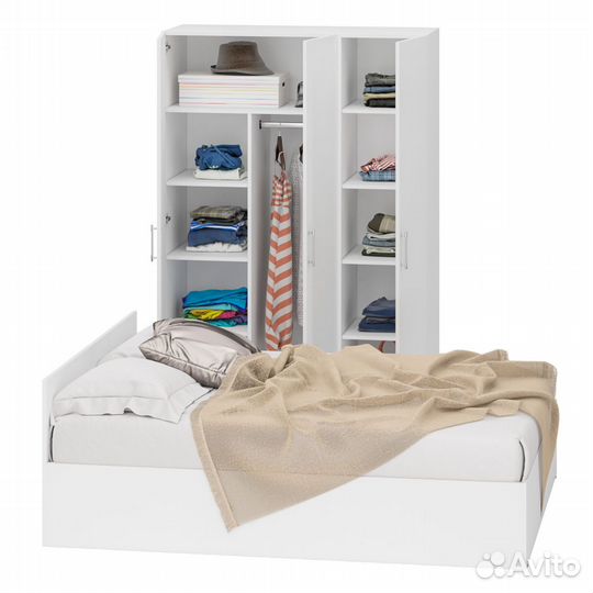 Спальный гарнитур белый № 1 Стандарт с кроватью 1600, цвет белый, спальное место 1600х2000 мм., без