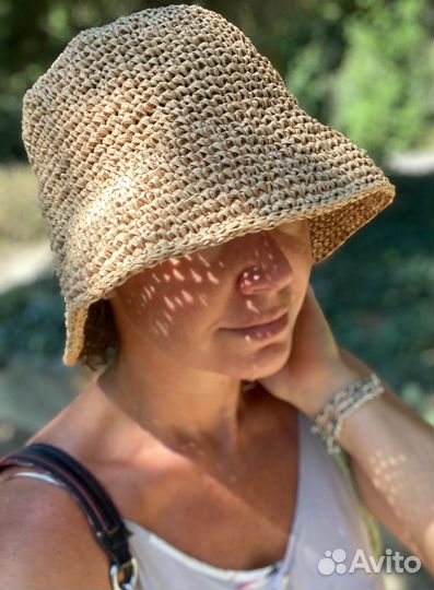 Шляпа панама пляжная из Рафии ручная работа