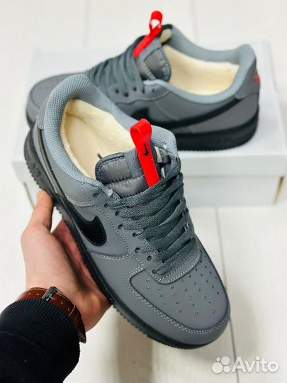 Зимние Кроссовки Nike Air Force 1 Low Grey Black