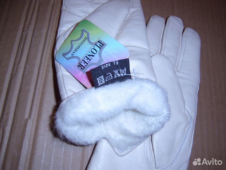 Перчатки зимние женские кожа