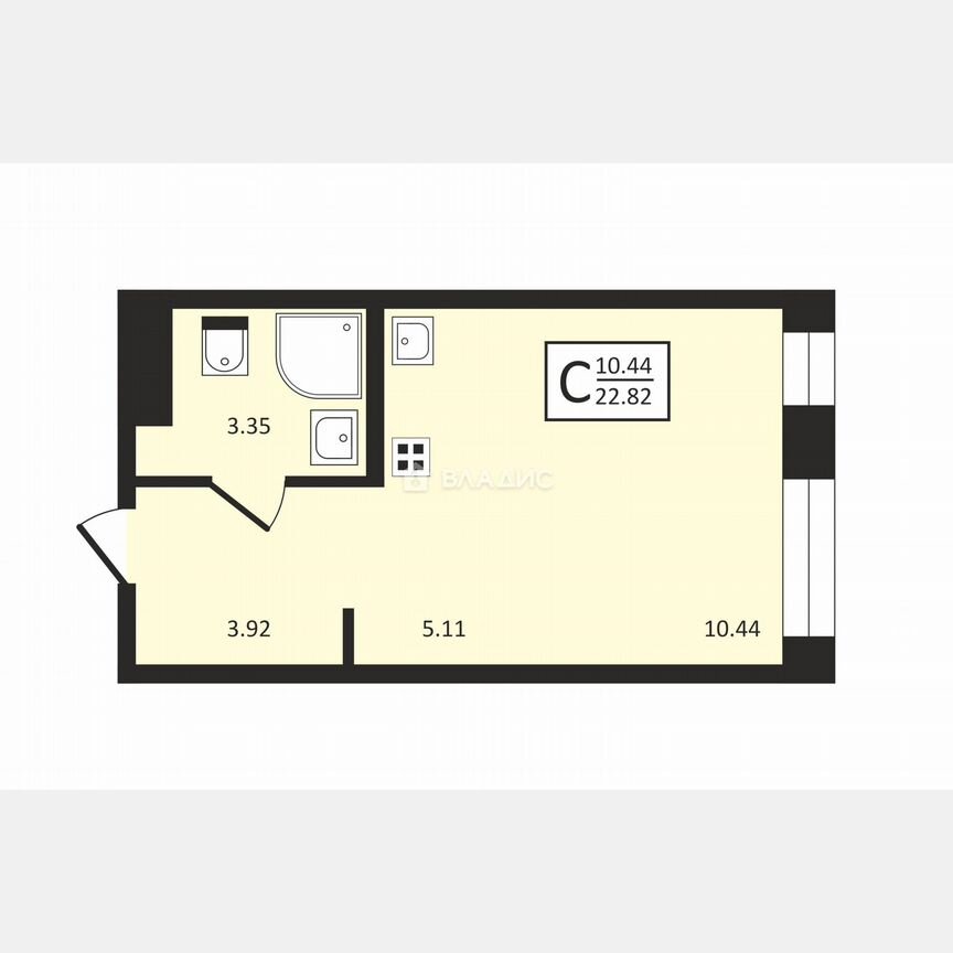 Квартира-студия, 22,8 м², 9/14 эт.