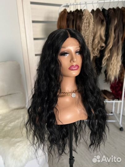 Парик волнистый черный на сетке