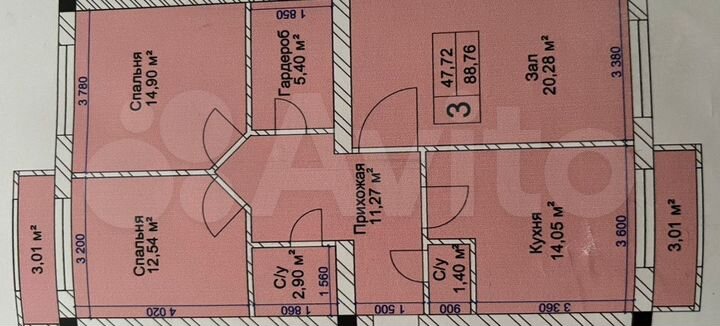 3-к. квартира, 82 м², 1/4 эт.