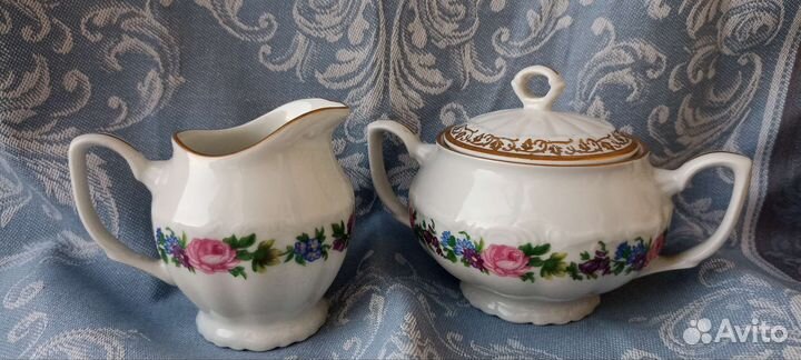 Сливочник и сахарница Bogucice фарфор винтаж