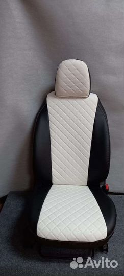 Чехлы Дэу Нексия белая середина ромб экокожа