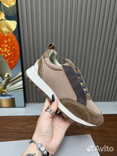 Кроссовки Brunello Cucinelli замша бежевые