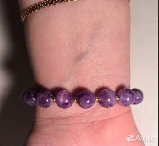 Браслет из аметиста с замком, бусины 10 мм