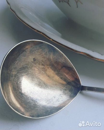 Ложка для соуса мельхиор, ваза латунь СССР