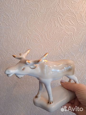 Статуэтка лось,фарфор с позолотой