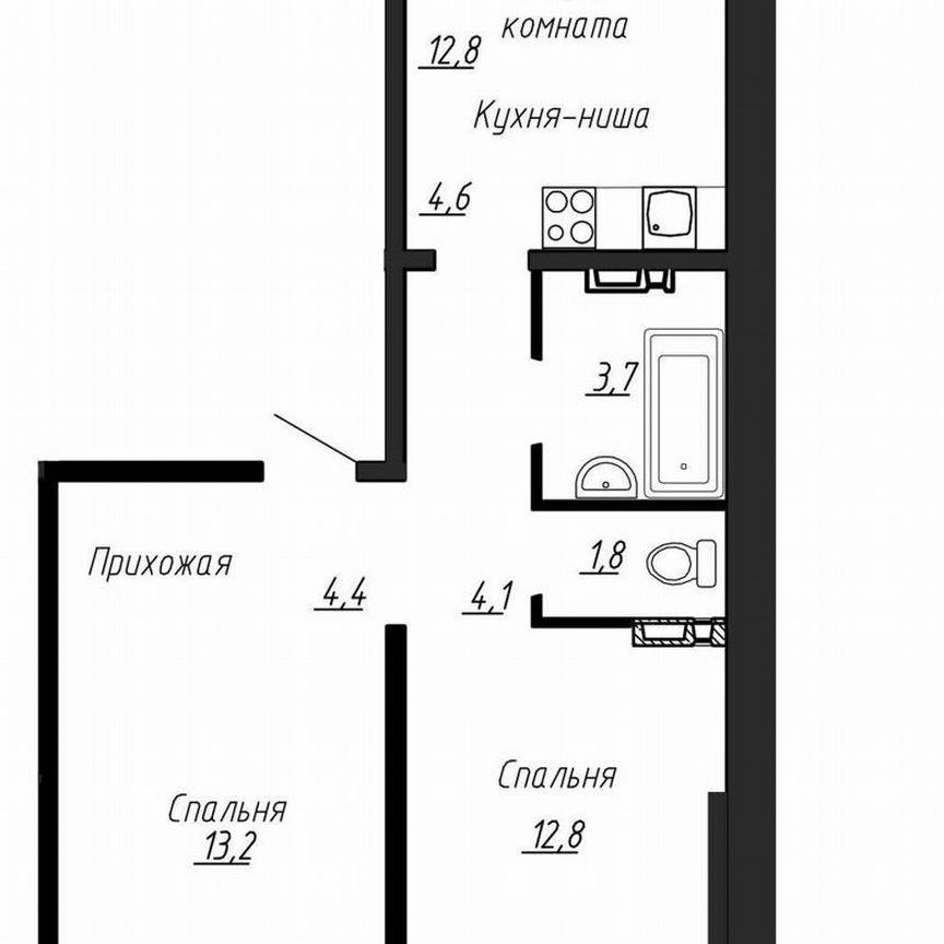 2-к. квартира, 61,1 м², 2/17 эт.