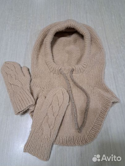 Капор и варежки зимний комплект головной убор